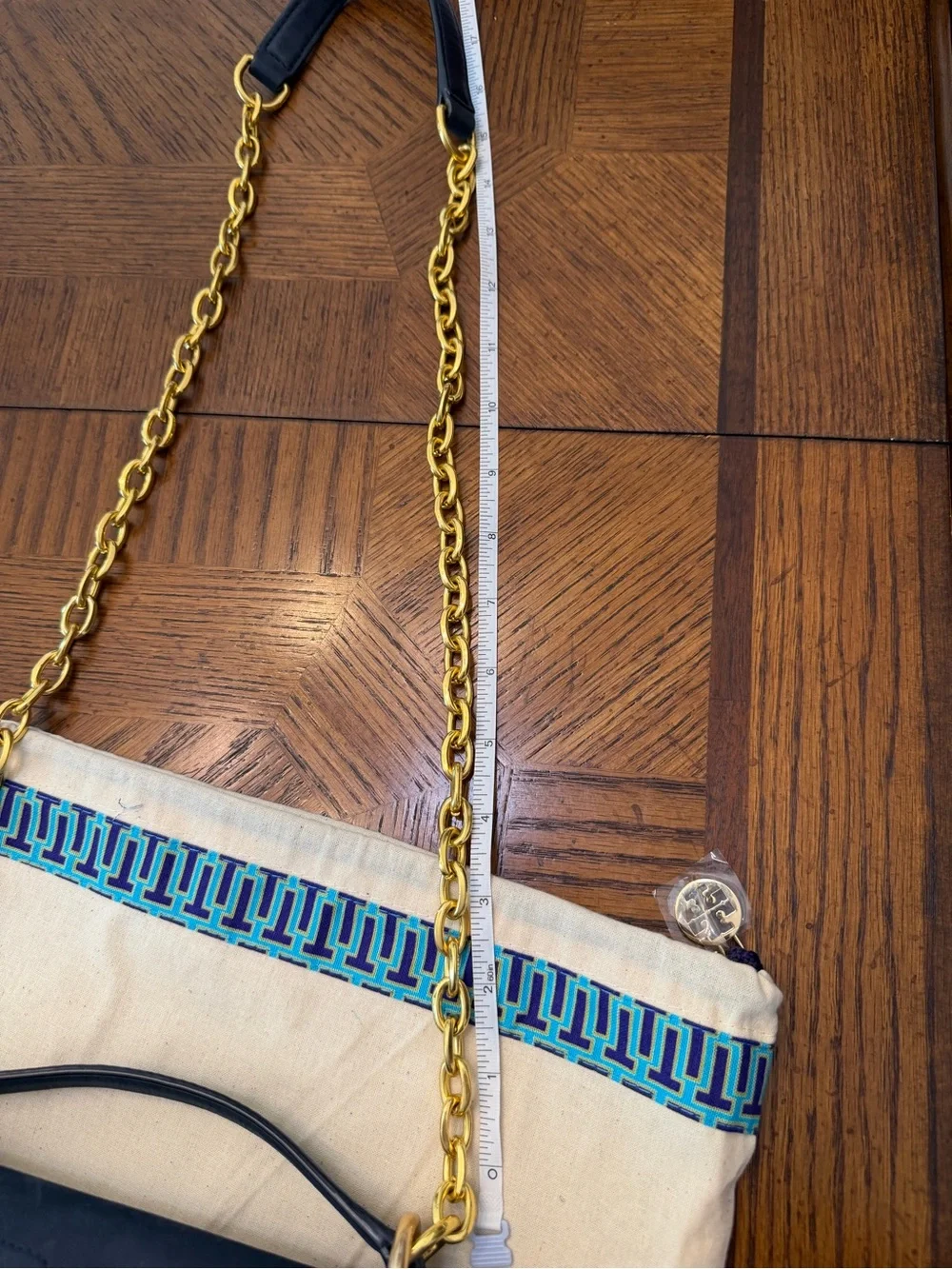 Tory Burch Black Suede Quilted Shoulder Bag with Gold Chain